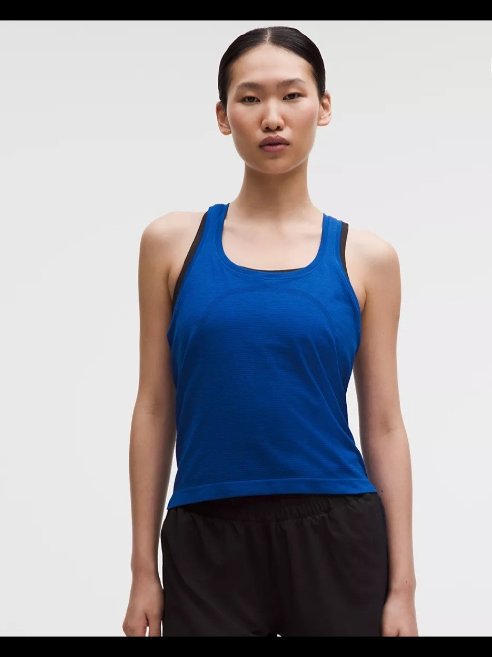 lululemon athletica Blue and Black Racerback Tank Top